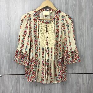Maeve Anthropologie Hiver Romantic Floral‎ Crochet Button Up Boho Blouse Size: 2